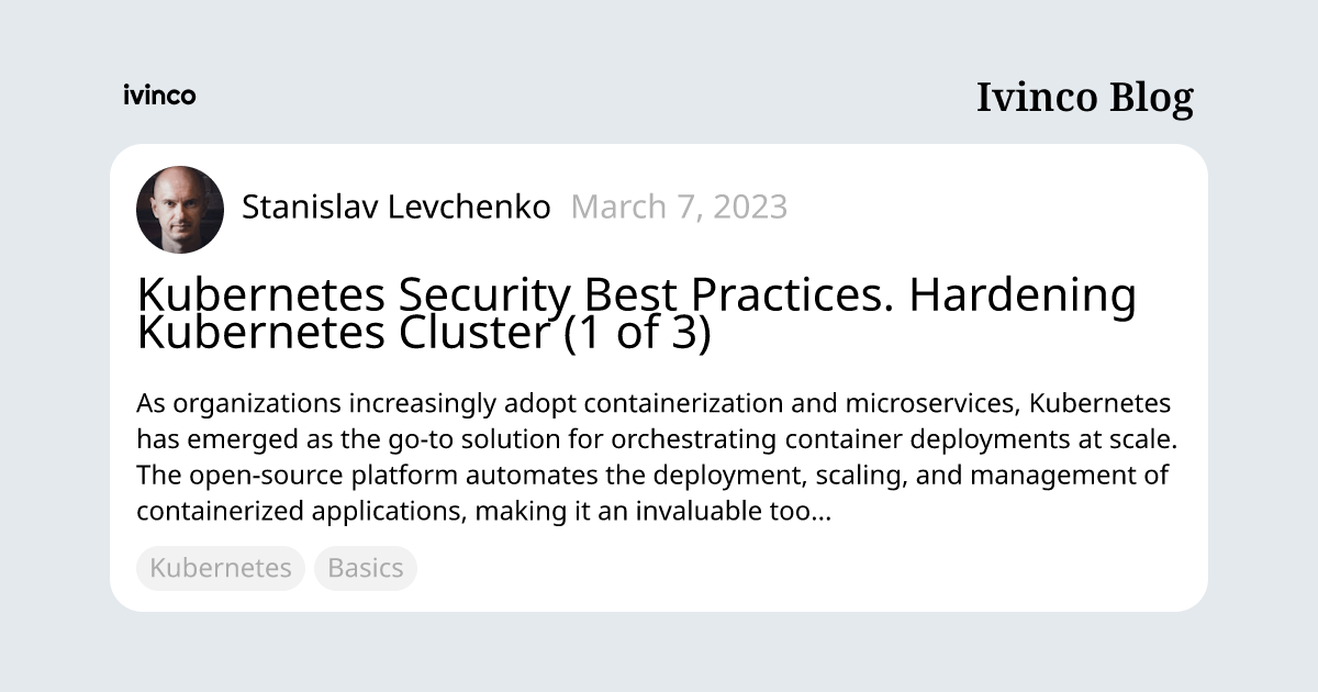 Security Best Practices. Hardening Cluster (1 of