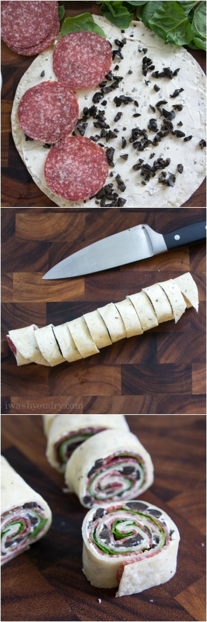 Salami Olive and Cream Cheese Pinwheels I Wash... You Dry