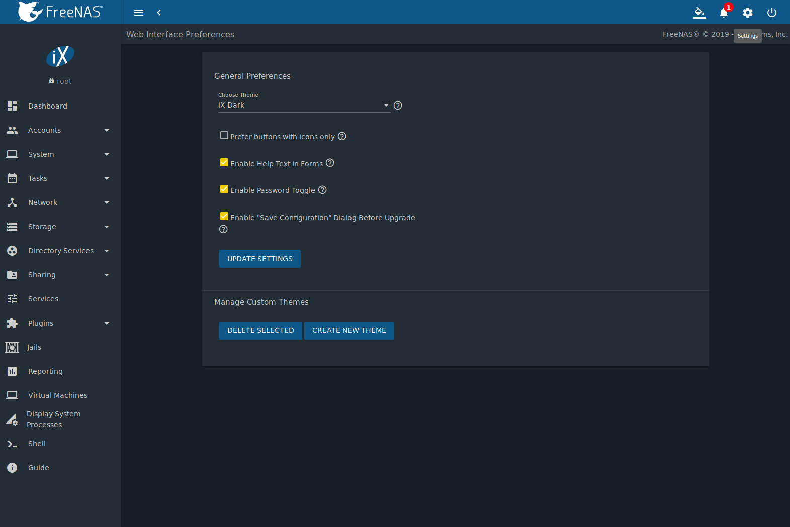 4. Settings — FreeNAS®11.2U3 User Guide Table of Contents