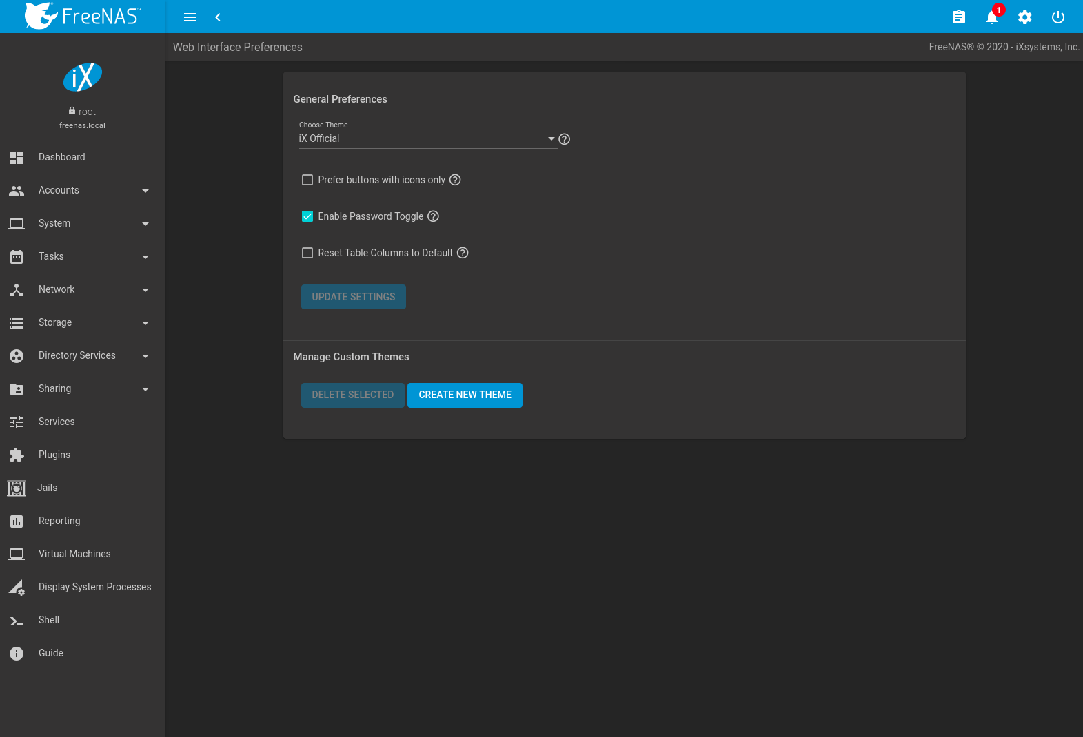 5. Settings — FreeNAS®11.3U5 User Guide Table of Contents