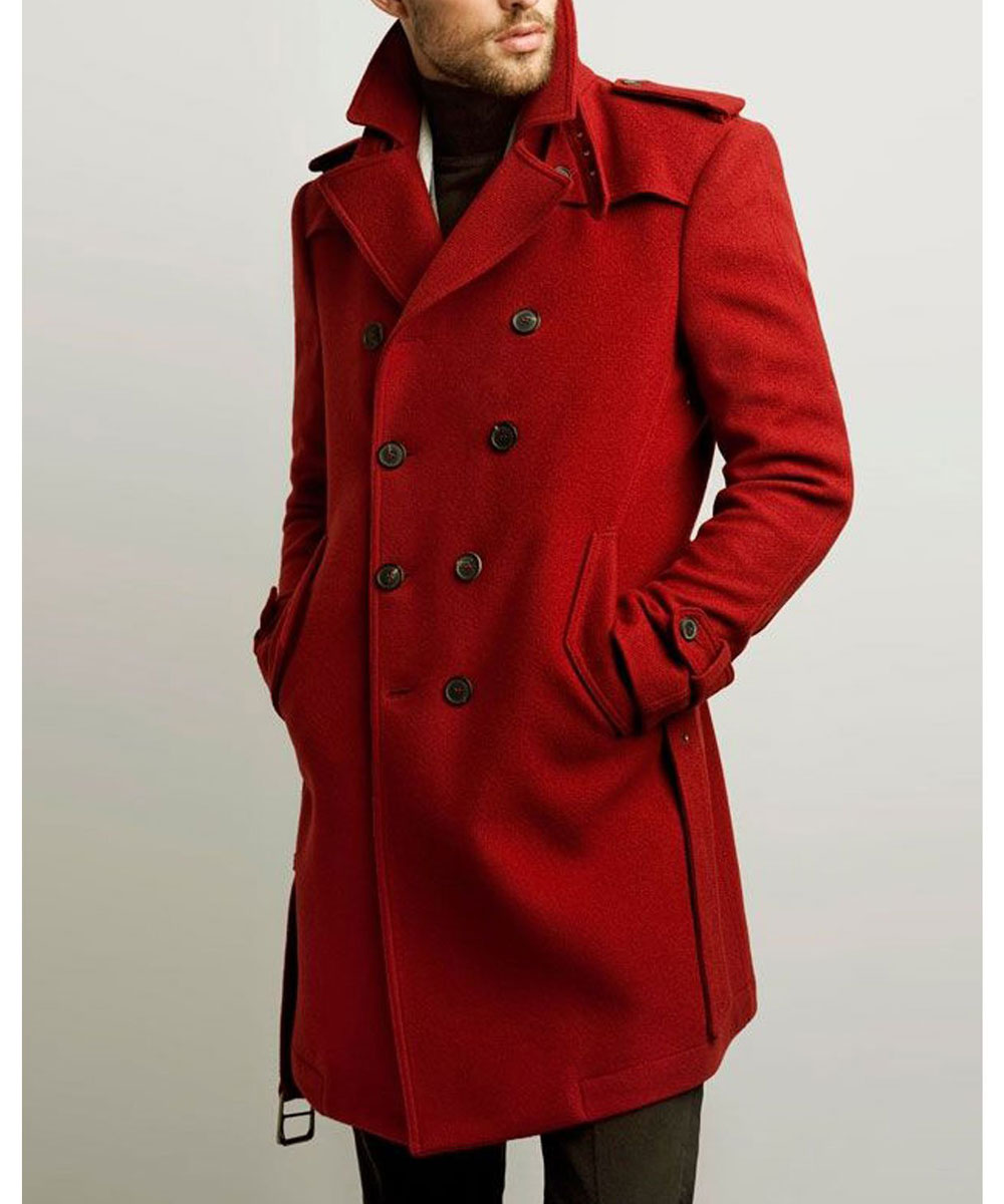 Double Breasted Red Coat for Men Jacket Makers