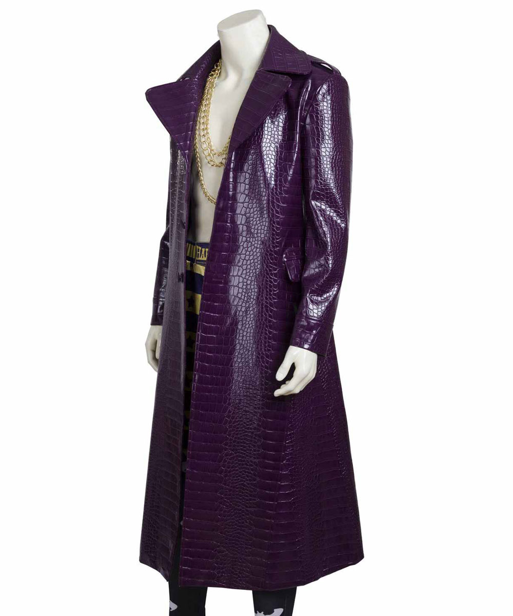 Suicide Squad Joker Coat Purple Alligator Leather Coat Jacket Makers