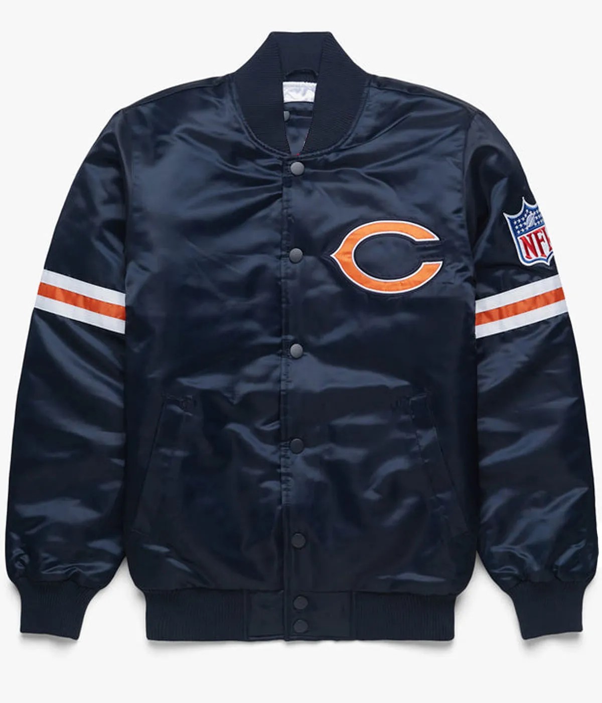 Satin Starter Navy Blue Chicago Bears Jacket Jacket Makers