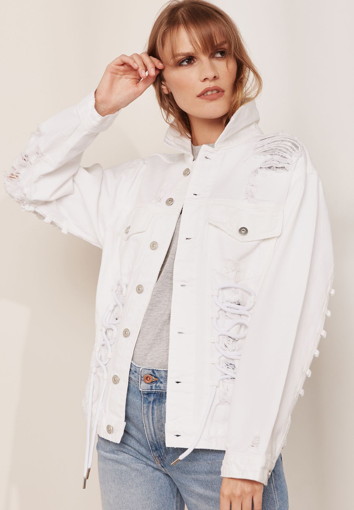 Ripped Denim Jacket Jackets