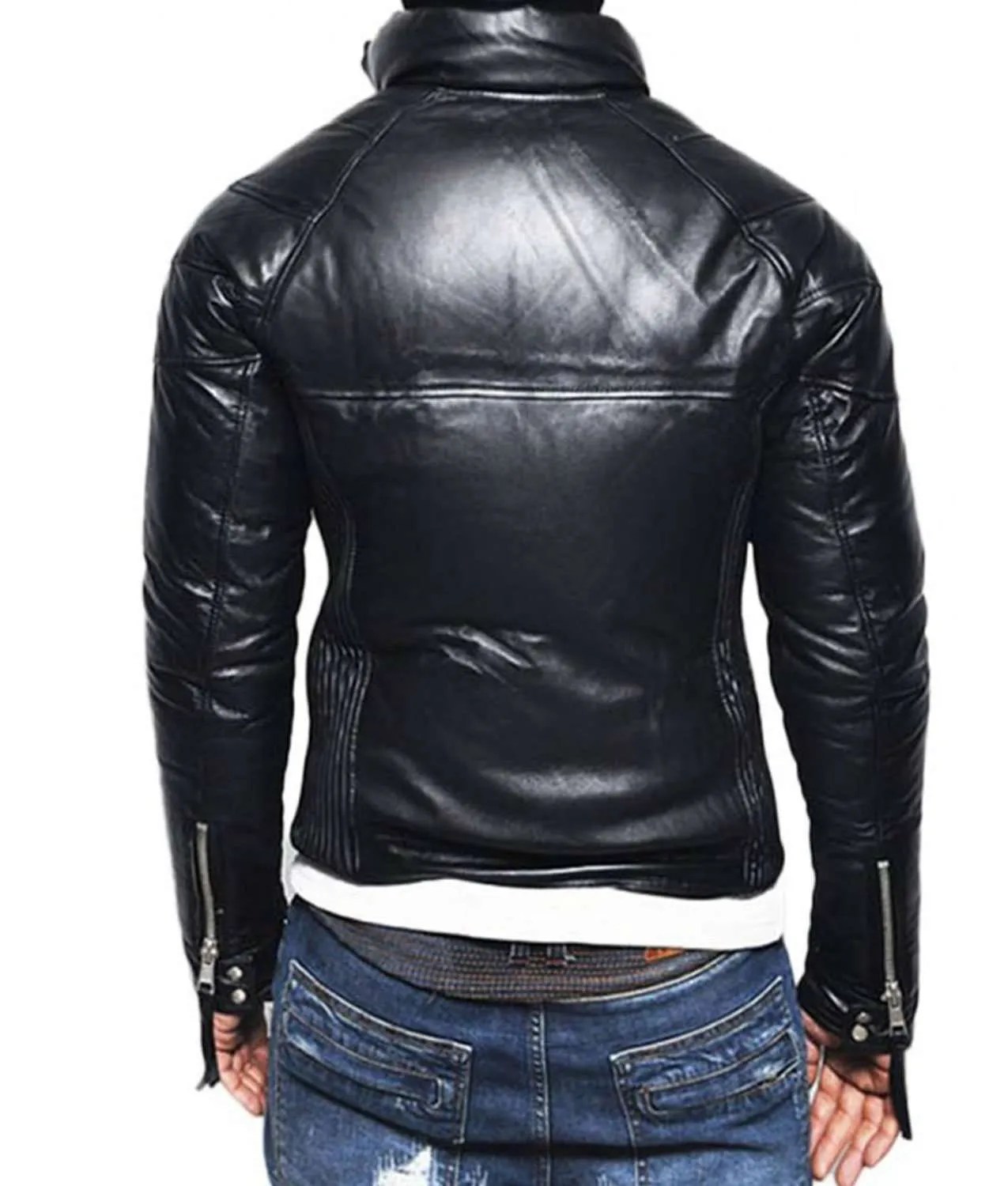 Men's High Neck Collar Down Leather Jacket Jackets Creator