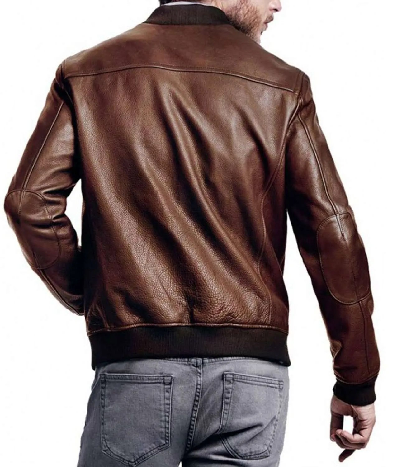 Men's Casual Wear Chocolate Brown Leather Bomber Jacket Jackets Creator
