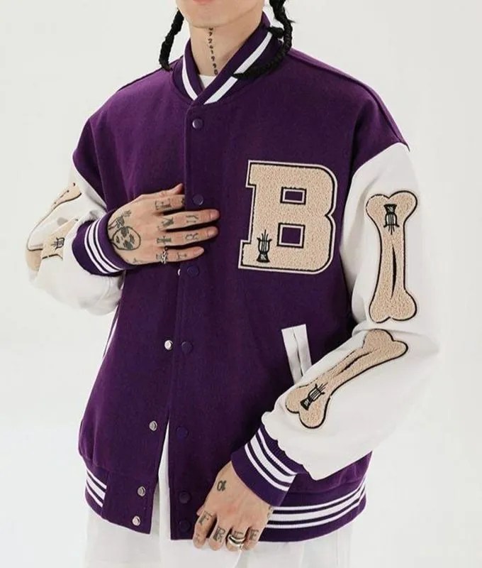 Skeleton Patchwork Varsity Jacket with Bones Jackets Creator