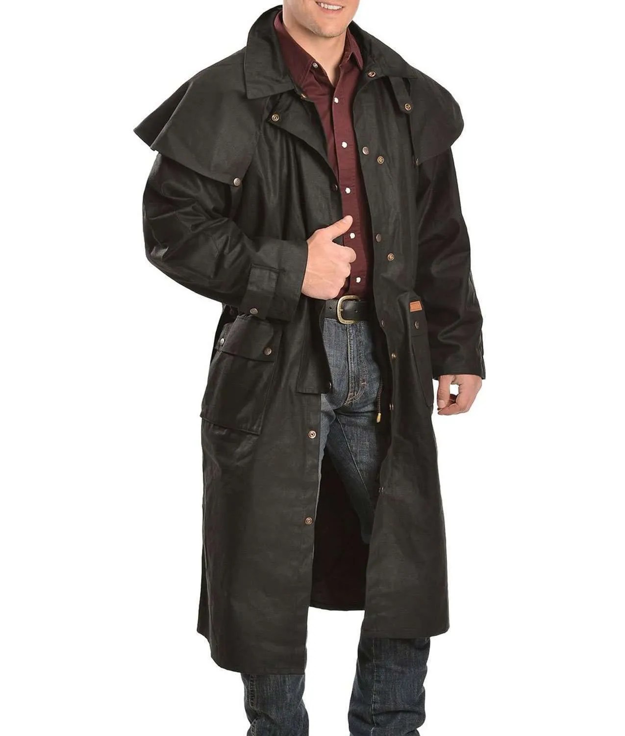 Men's Black Cowboy Duster Low Ride Duster Coat Jackets Creator