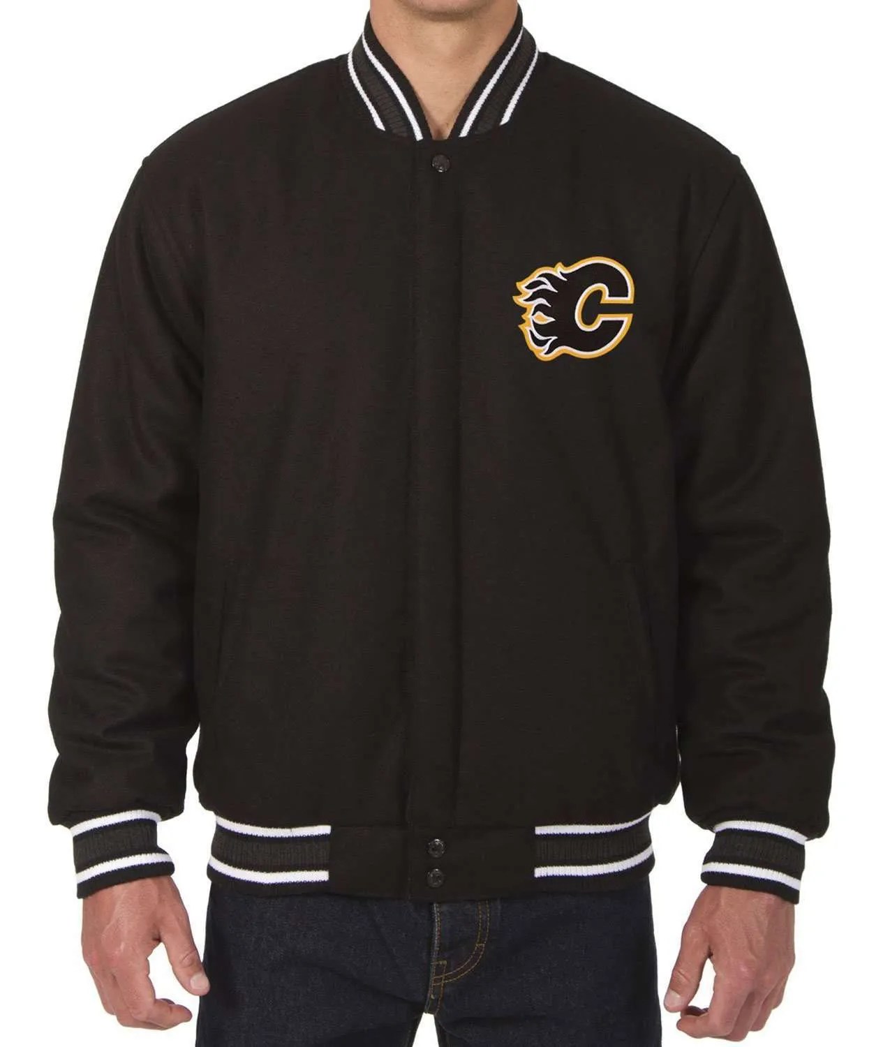Varsity Black Calgary Flames Wool Jacket Jackets Creator