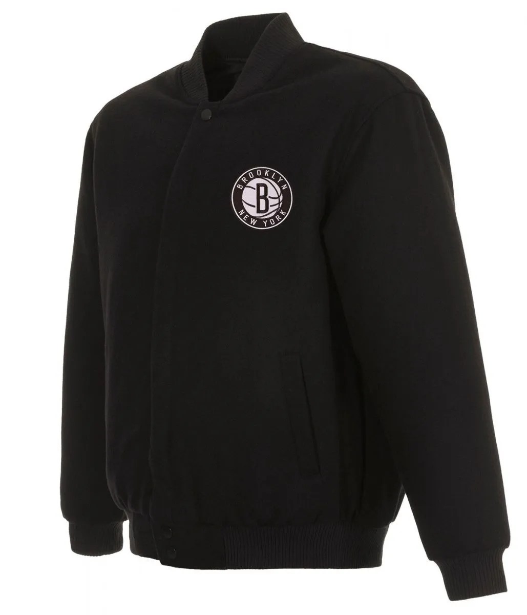 Varsity Bomber Black Brooklyn Nets Wool Jacket Jackets Masters