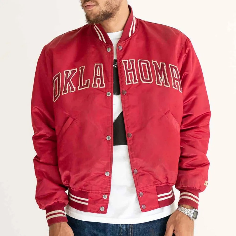FullSnap Red Satin Oklahoma Sooners 80s Jacket Jackets Masters