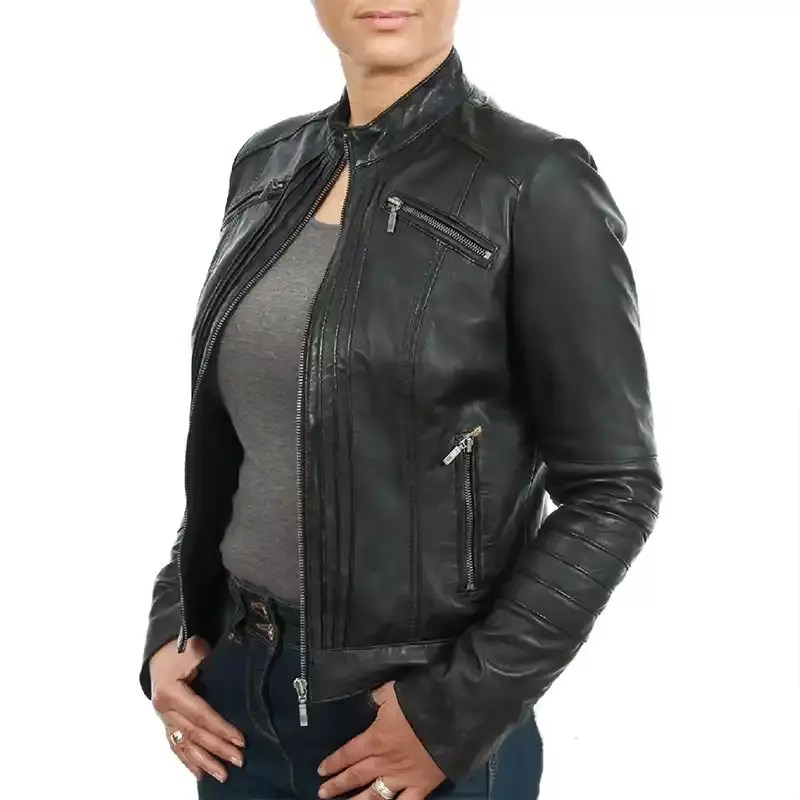 Ladies Black Leather Jacket Jackets MOB