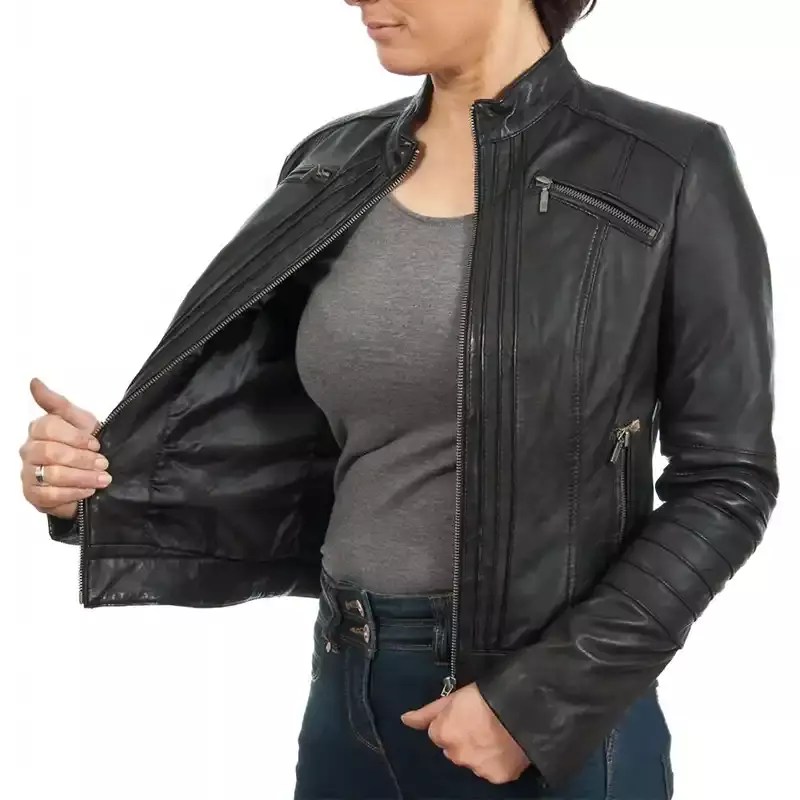 Ladies Black Leather Jacket Jackets MOB