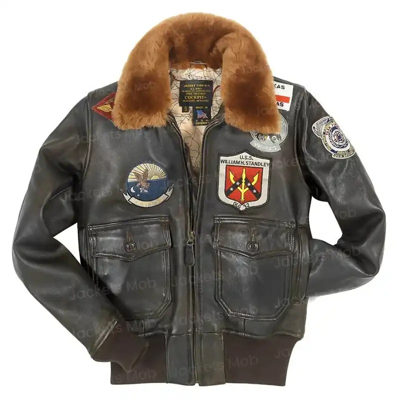 Top Gun Bomber Leather Jacket Jacket MOB