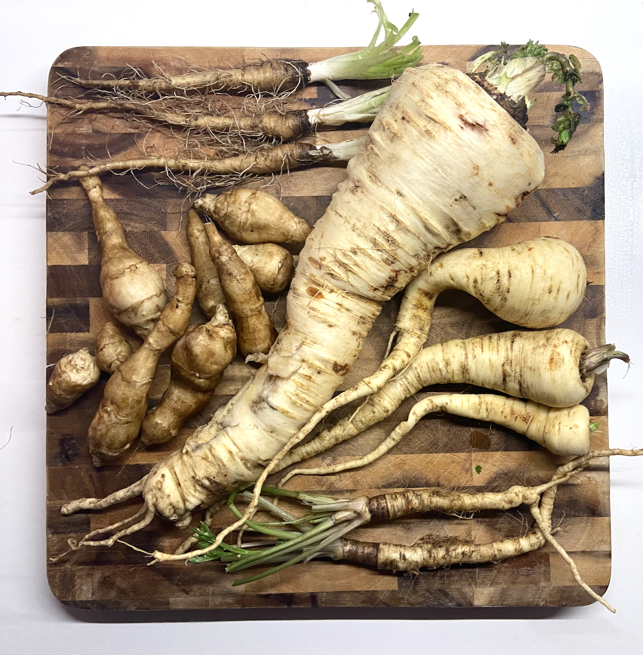 Allotment Month 61 December vegetables with winter salad, kale, roots