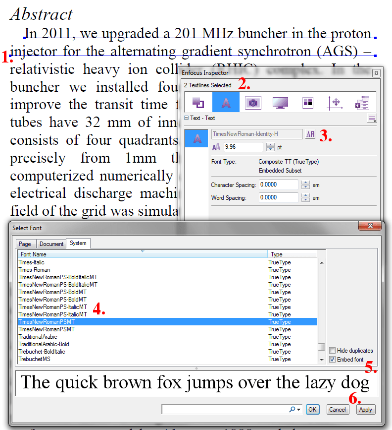 JACoW / Editors / Tips Pit Stop Embed Change Font