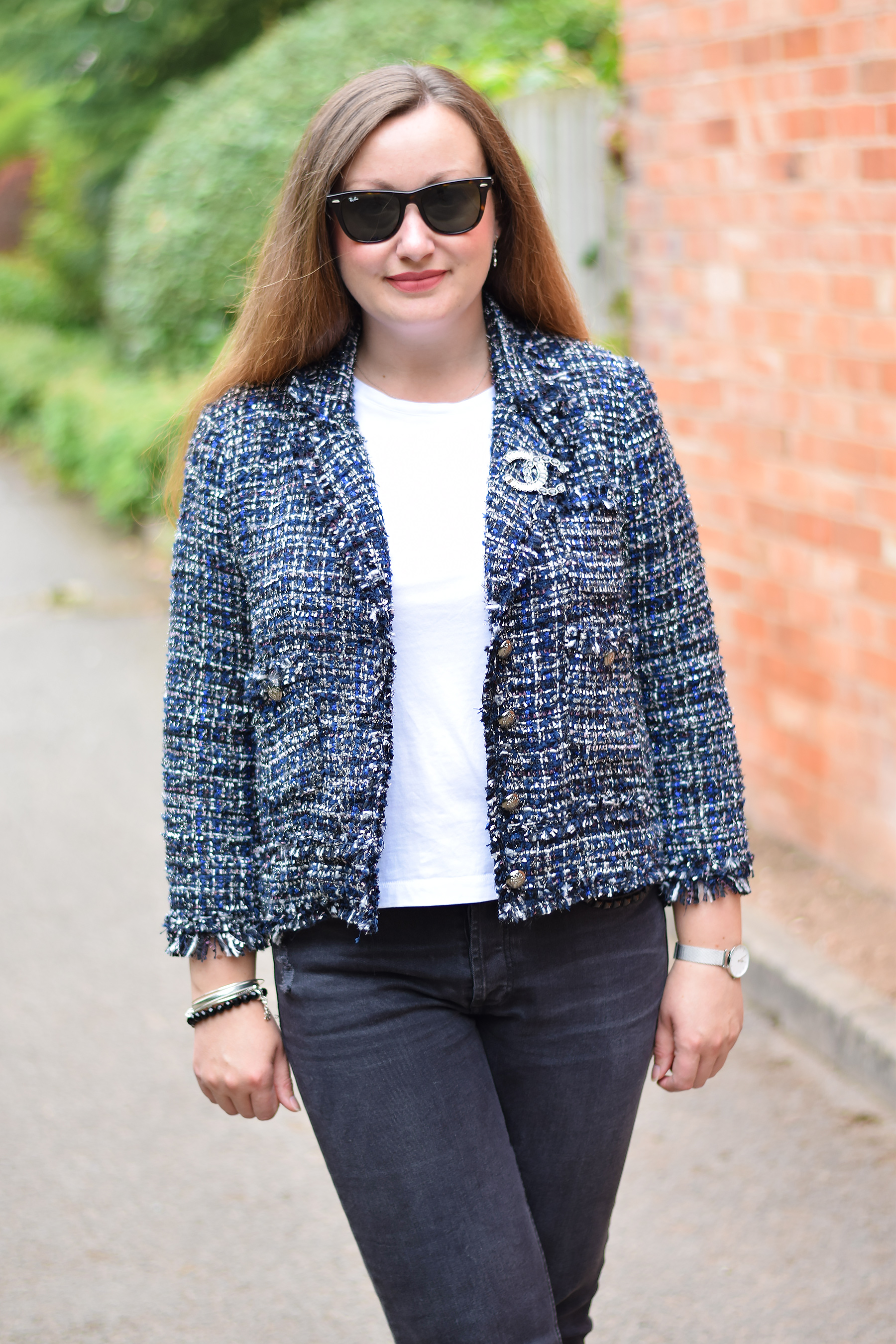 Zara AW17 Tweed Jacket With Chanel Brooch JacquardFlower