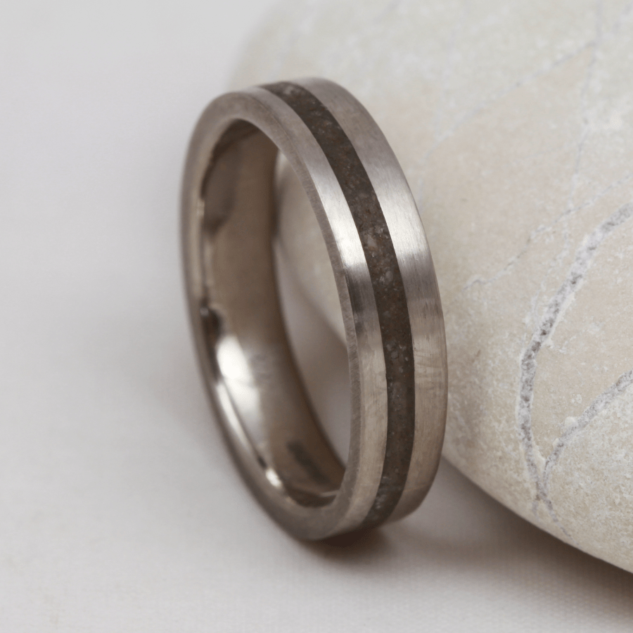 White Gold Granite Inlay Ring Ethical Gold Rings J&E