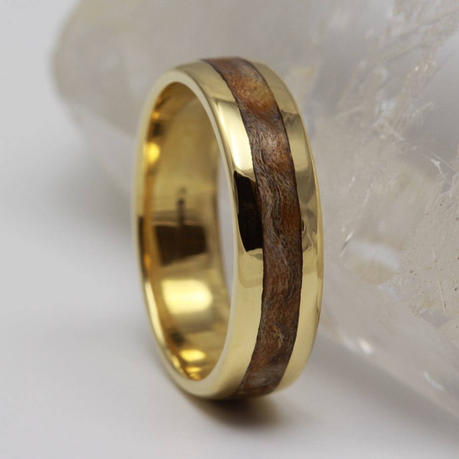 Wood Inlay Ring Ethical Gold Rings J&E