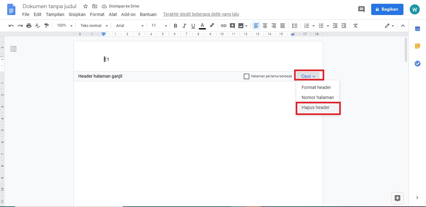 Cara Membuat dan Menghilangkan Header di Google Docs