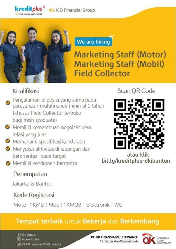 Lowongan Kerja Marketing Staff (Motor) Field Collctor di PT. KB