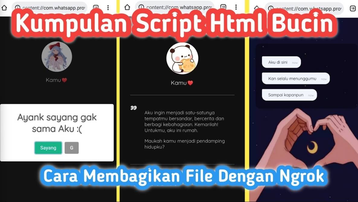 12 Kumpulan Script HTML Bucin Terbaru, Bikin Doi Baper