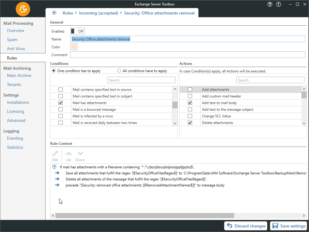 Archive and Spam and Virus Protection for Exchange Server JAM Software