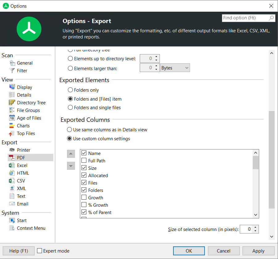 Details View of TreeSize JAM Software