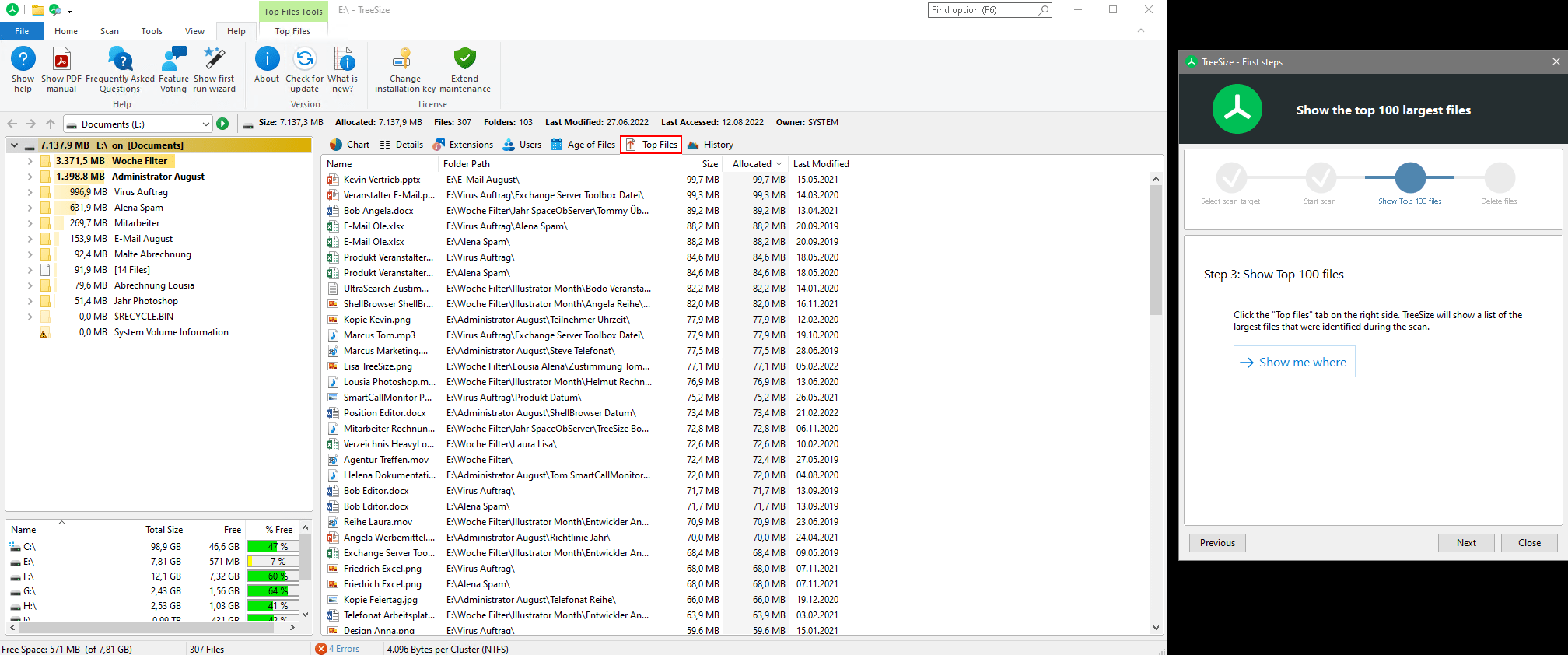 Easy first steps with TreeSize JAM Software