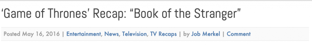 GoT Recap Book of the Stranger J. A. Merkel
