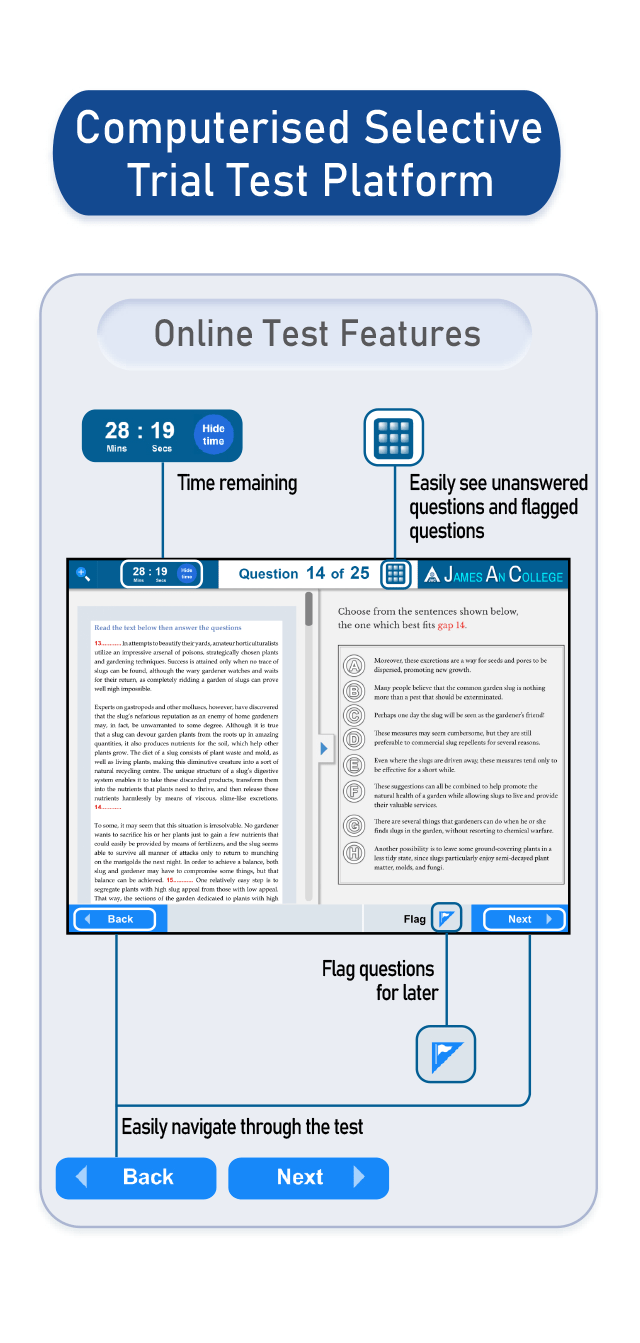 James An College Selective Trial Test Courses (SRM, SGA, SWS)