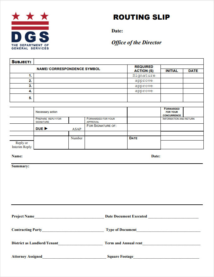 Printable Routing Slip Template