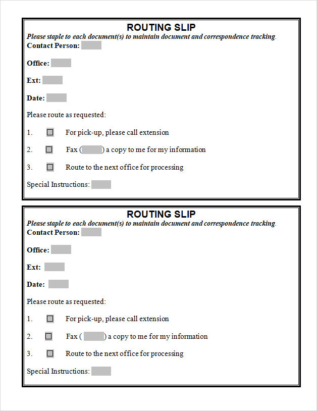 Printable Routing Slip Template