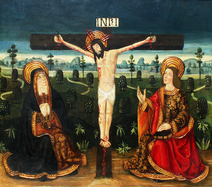 An HispanoPortuguese 19th Century Oil on Board Depiction of "The