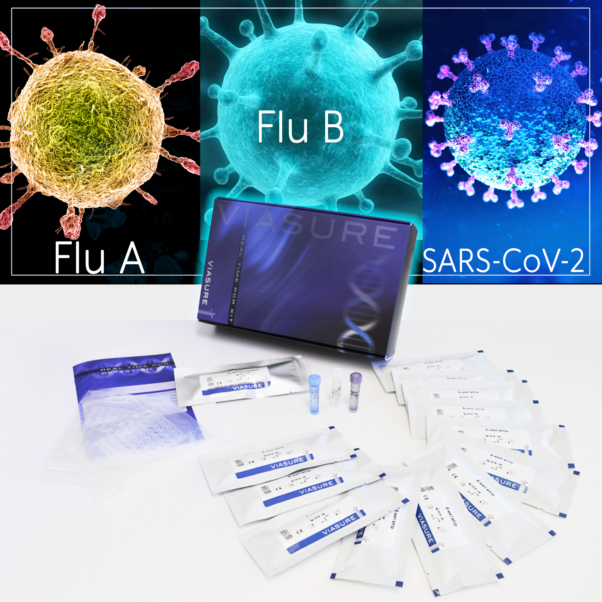 VIASURE COVID19 Combo Kit COVID19, Flu A & Flu B