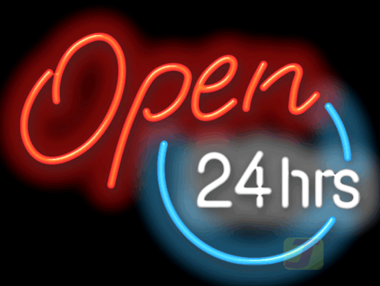Open 24 Hours Neon Sign OGM2510 Jantec Neon
