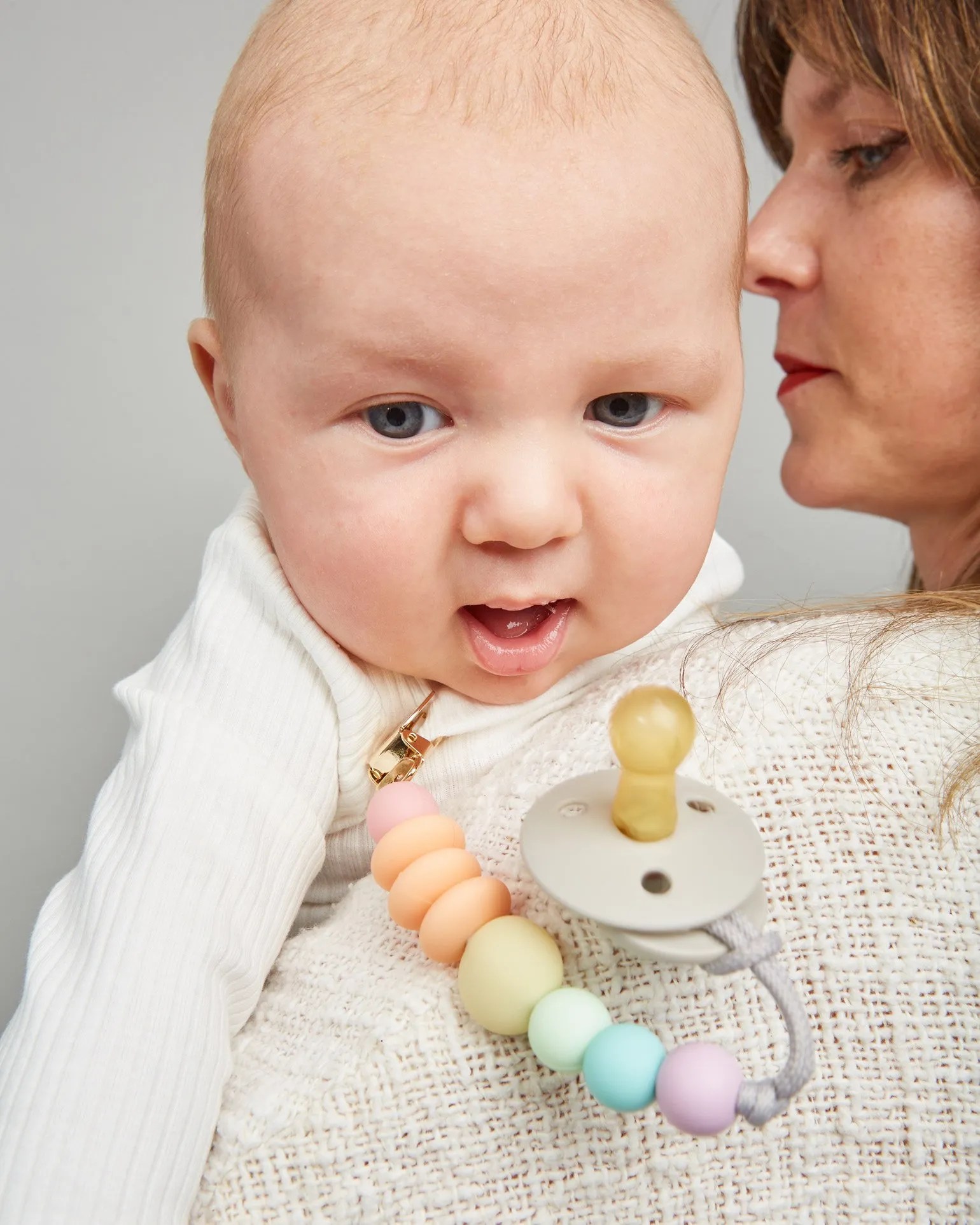 Rainbow Sherbet Mini Pacifier Clip