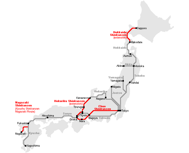 Bullet Train Japan Map Map Vector