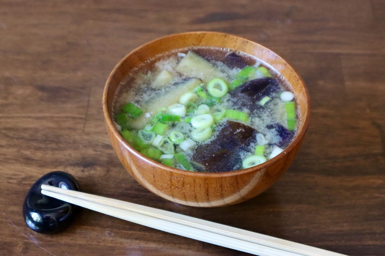 Miso Soup with Fried Eggplant Japanese Cooking 101