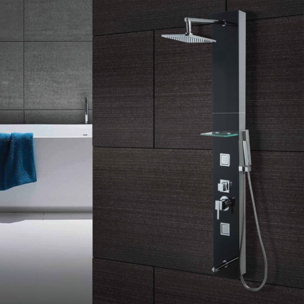 Infinity Black Shower Panel for Bathroom Shower Area Jaquar