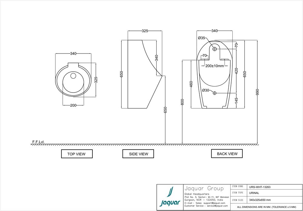 Urinal with Fixing Accessories Sanitaryware Jaquar
