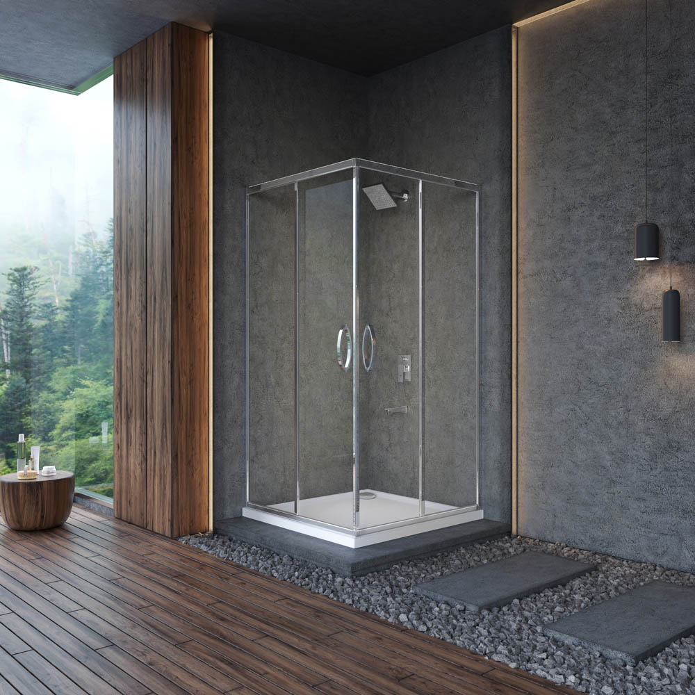 Corner Glass Shower Enclosure with Sliding Doors