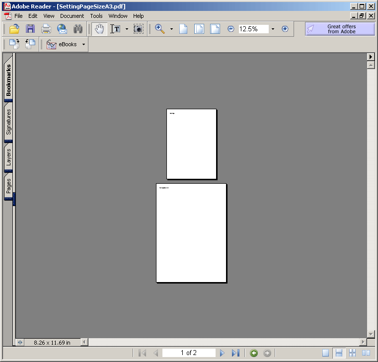 Setting Page Size a3 Page Size « PDF RTF « Java