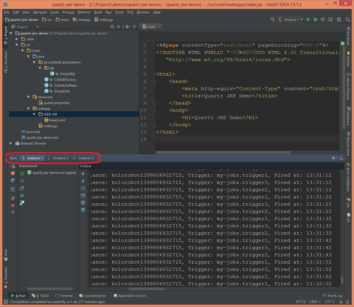 HOWTO Quartz Scheduler with Clustering in JEE application with MySQL