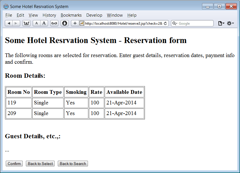 JSP Select and Process Table Row Data
