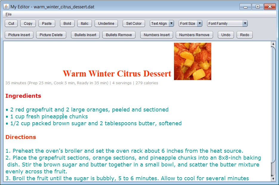 Text editor using Java example