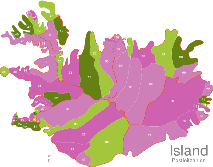 Iceland Post Codes Digit interactive Javascript Map
