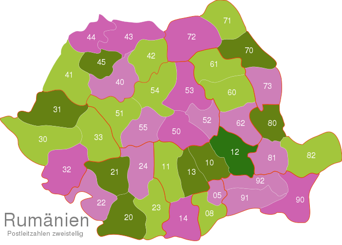 Romania Post Codes Digit interactive Javascript Map