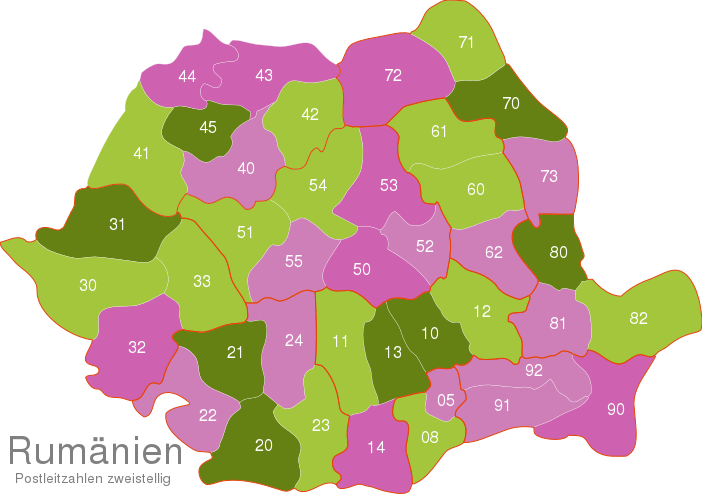 Romania Post Codes Digit interactive Javascript Map
