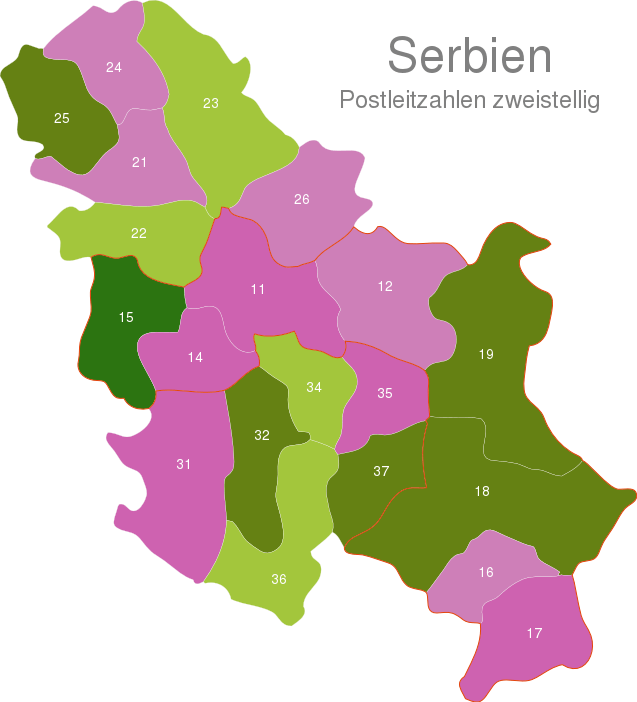 Serbia Post Codes Digit interactive Javascript Map